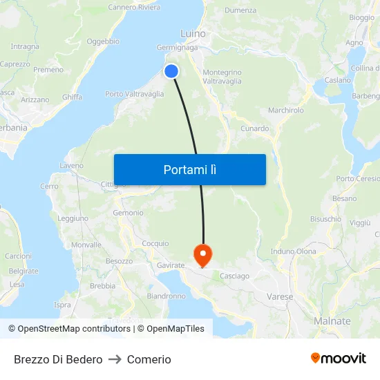 Brezzo Di Bedero to Comerio map