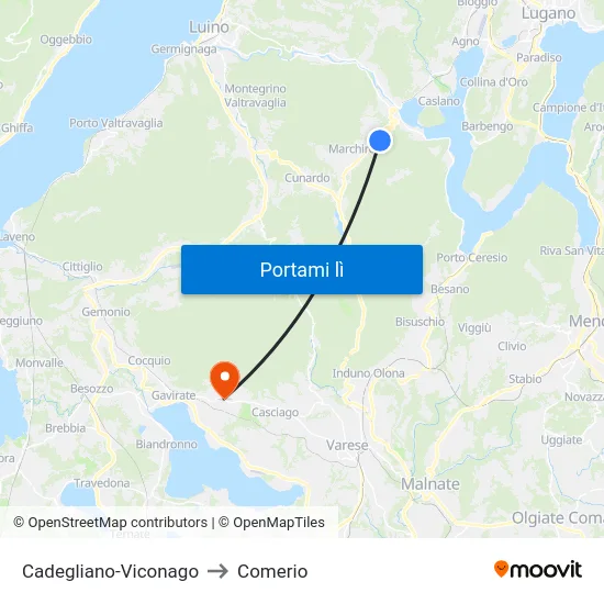 Cadegliano-Viconago to Comerio map