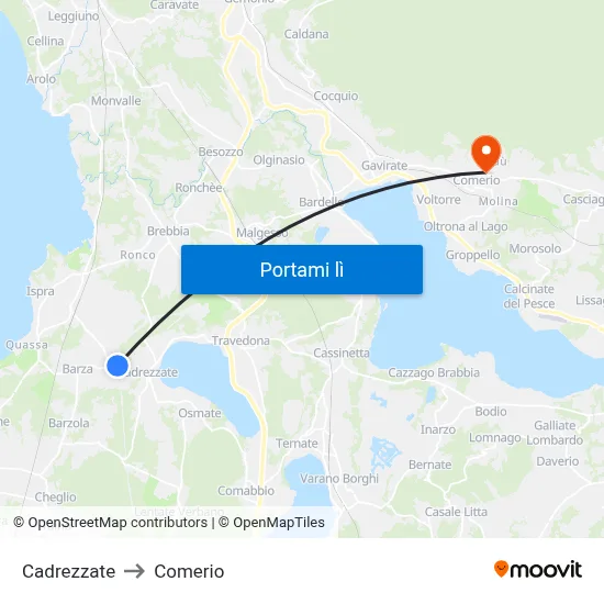 Cadrezzate to Comerio map