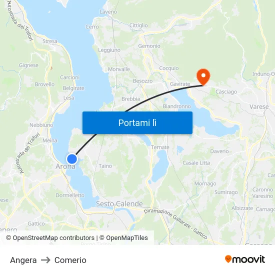 Angera to Comerio map