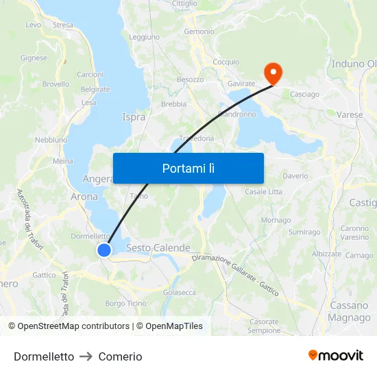 Dormelletto to Comerio map