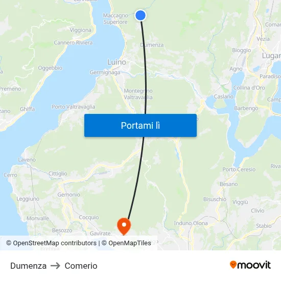 Dumenza to Comerio map