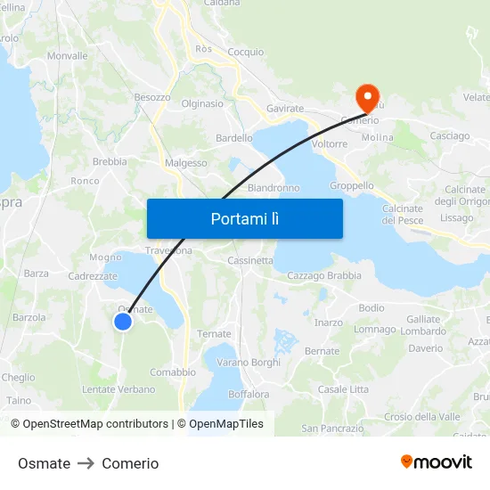 Osmate to Comerio map