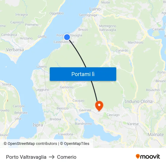 Porto Valtravaglia to Comerio map
