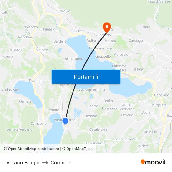 Varano Borghi to Comerio map