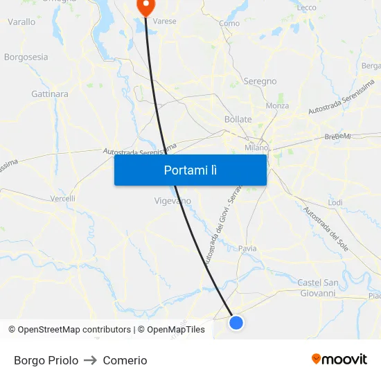 Borgo Priolo to Comerio map