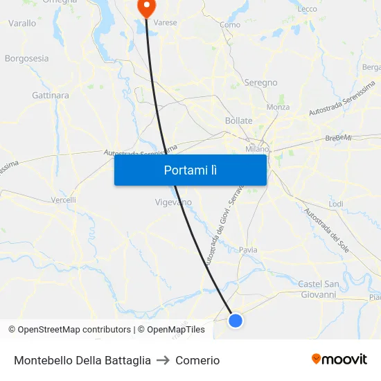 Montebello Della Battaglia to Comerio map