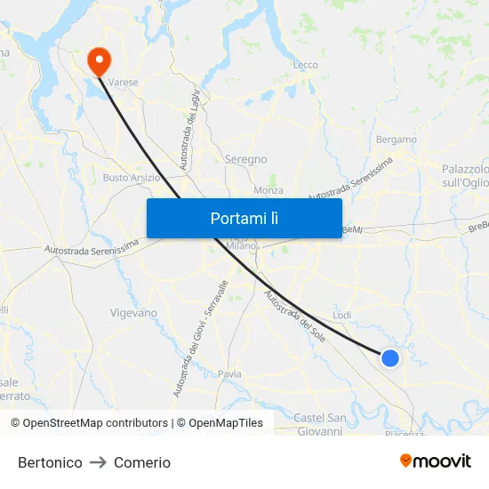 Bertonico to Comerio map
