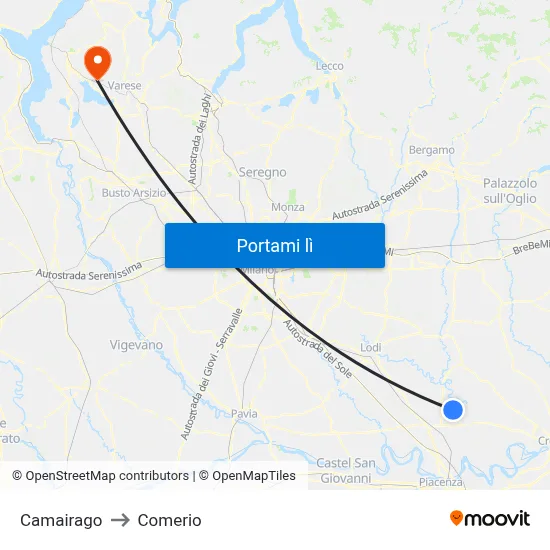 Camairago to Comerio map
