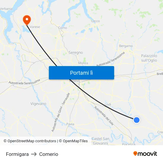 Formigara to Comerio map