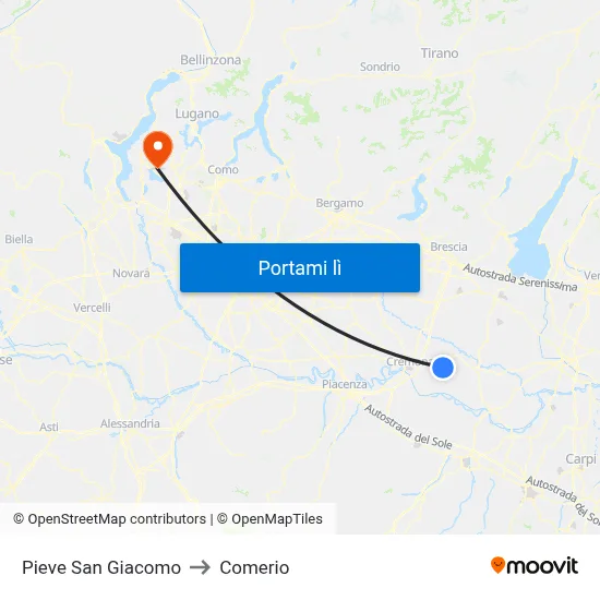 Pieve San Giacomo to Comerio map