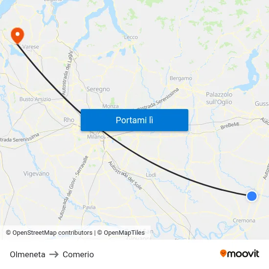 Olmeneta to Comerio map