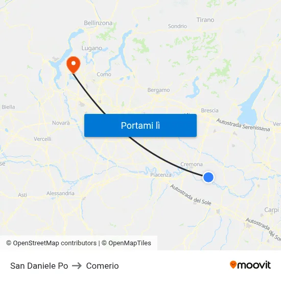 San Daniele Po to Comerio map