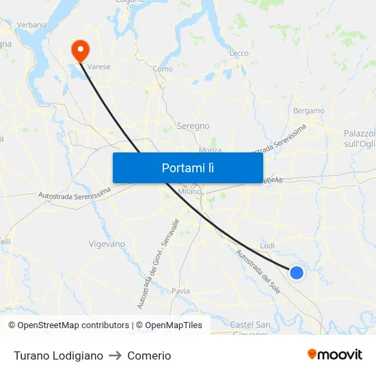 Turano Lodigiano to Comerio map