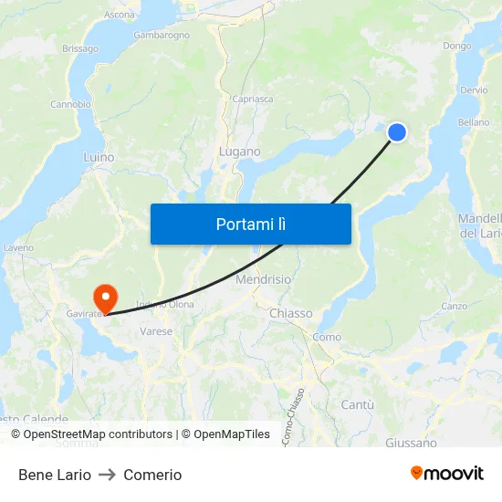 Bene Lario to Comerio map
