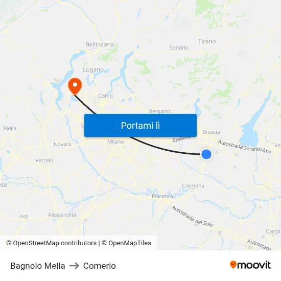 Bagnolo Mella to Comerio map