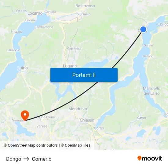 Dongo to Comerio map