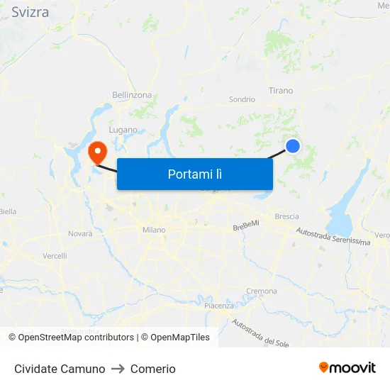 Cividate Camuno to Comerio map