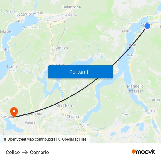 Colico to Comerio map