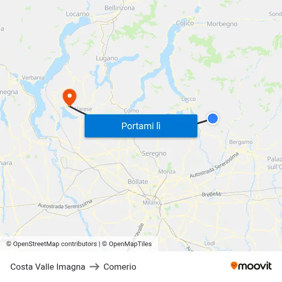 Costa Valle Imagna to Comerio map