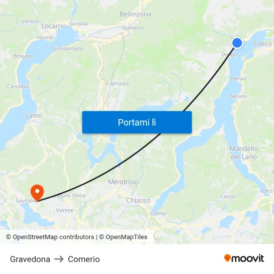 Gravedona to Comerio map