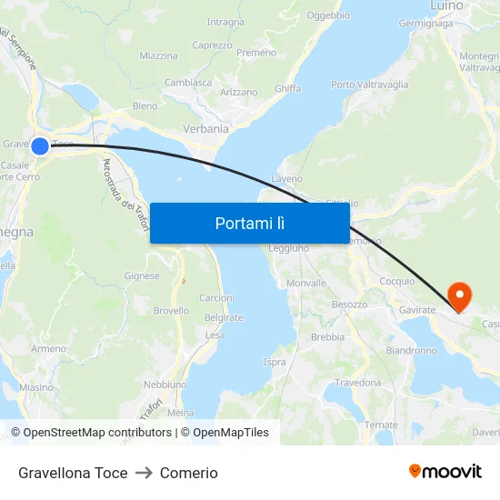 Gravellona Toce to Comerio map