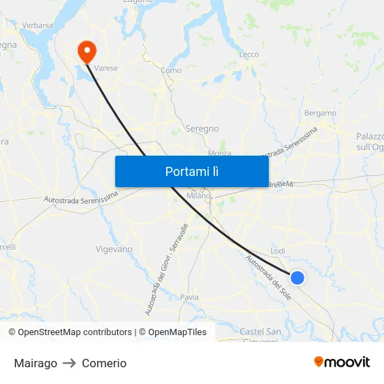 Mairago to Comerio map