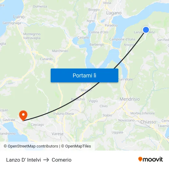 Lanzo D' Intelvi to Comerio map