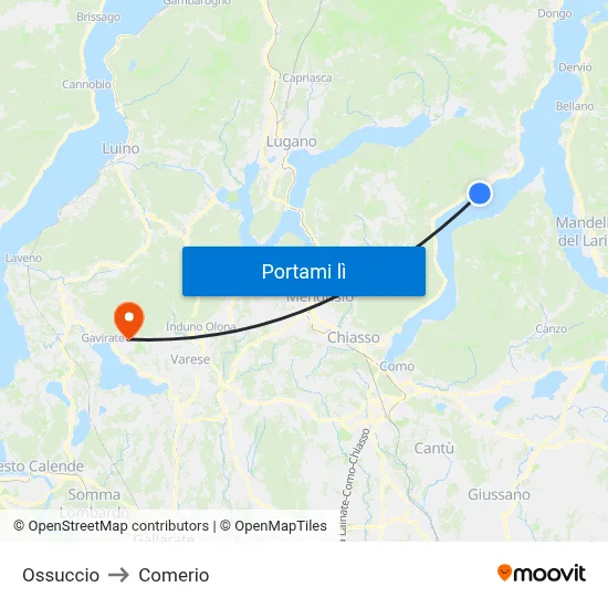 Ossuccio to Comerio map