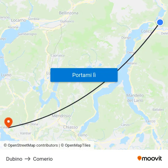 Dubino to Comerio map