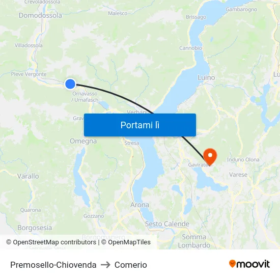 Premosello-Chiovenda to Comerio map