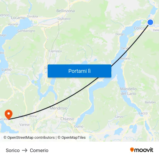 Sorico to Comerio map