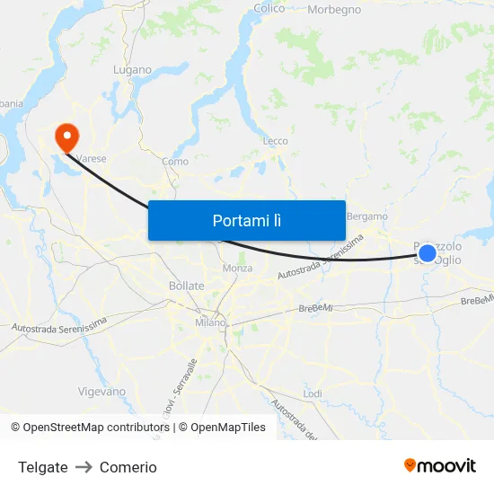 Telgate to Comerio map
