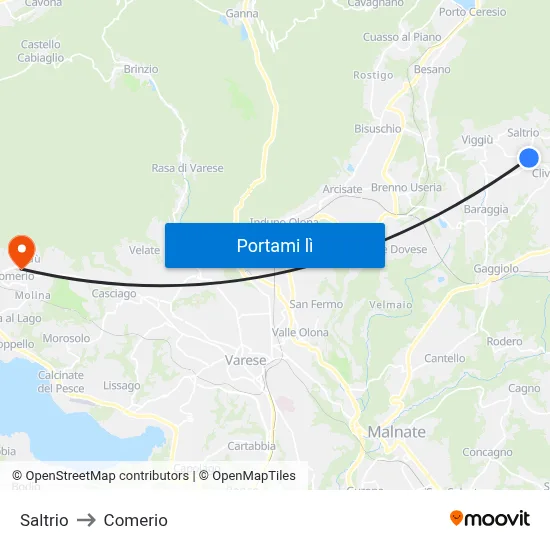 Saltrio to Comerio map