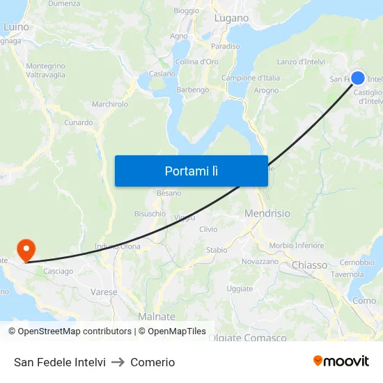 San Fedele Intelvi to Comerio map