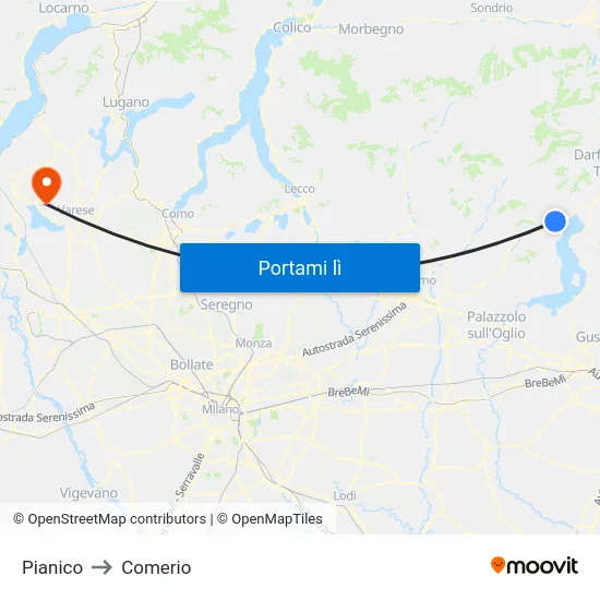 Pianico to Comerio map