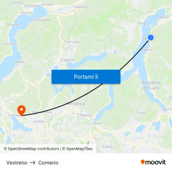 Vestreno to Comerio map