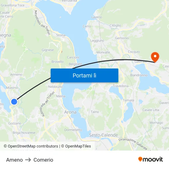 Ameno to Comerio map