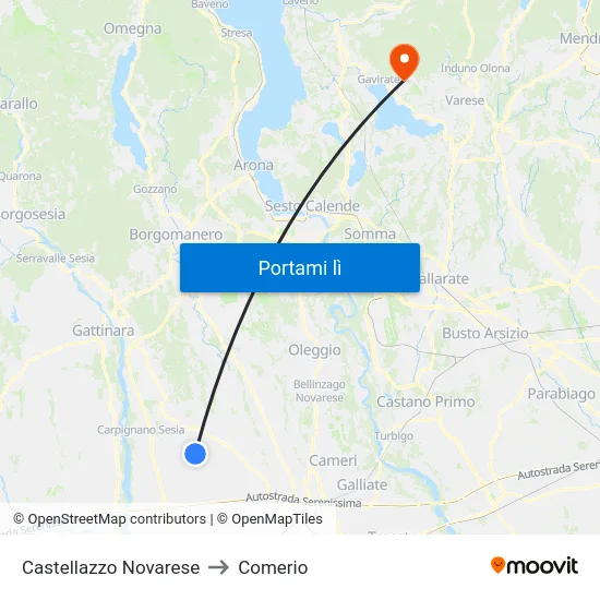 Castellazzo Novarese to Comerio map