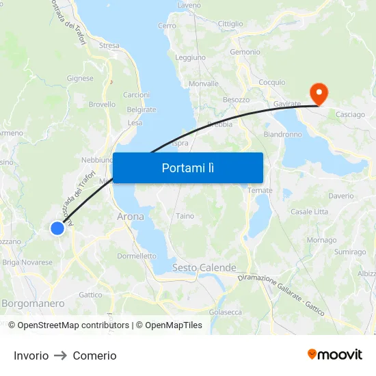 Invorio to Comerio map
