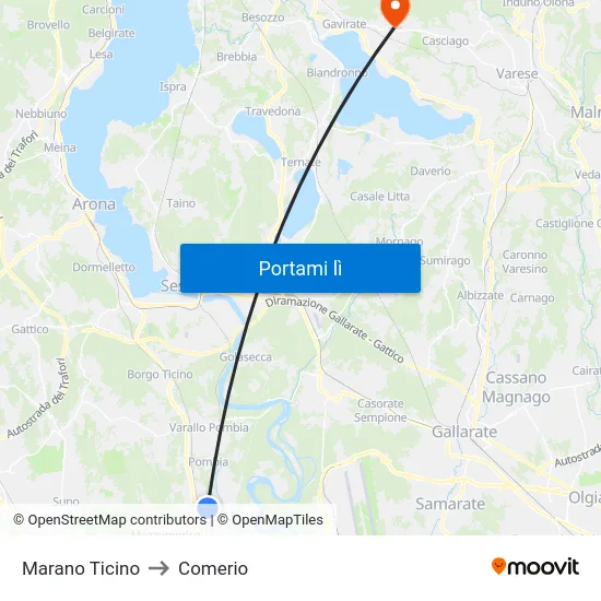 Marano Ticino to Comerio map