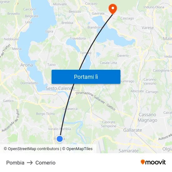 Pombia to Comerio map