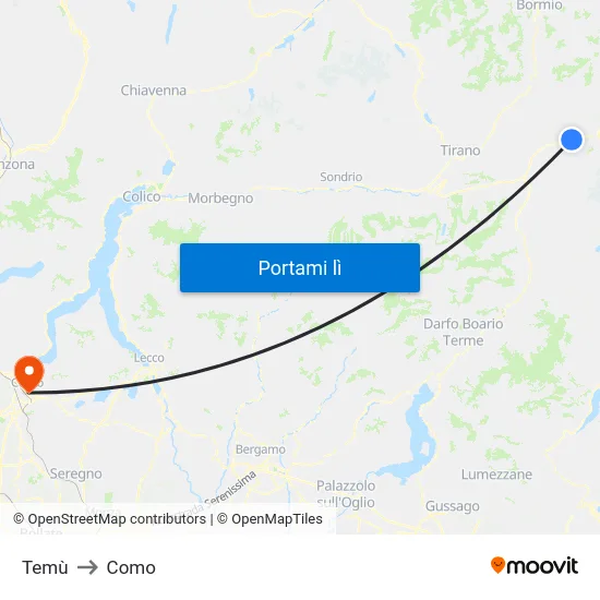Temù to Como map