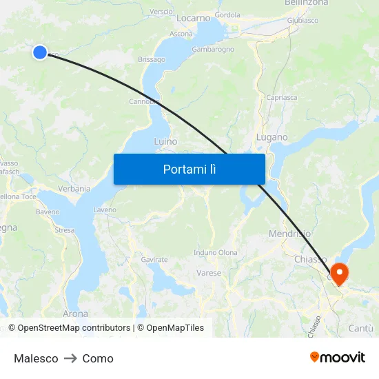 Malesco to Como map