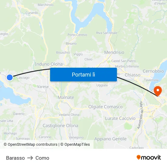 Barasso to Como map