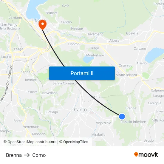 Brenna to Como map
