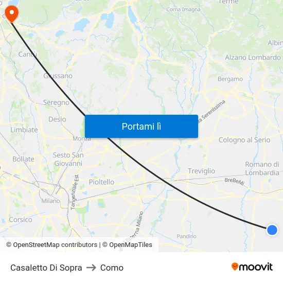 Casaletto Di Sopra to Como map