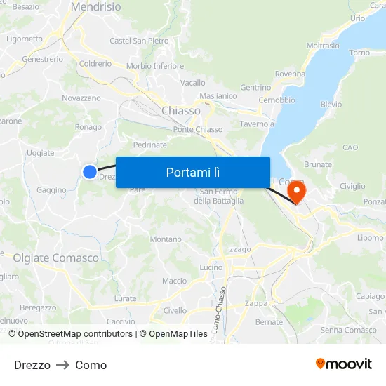 Drezzo to Como map