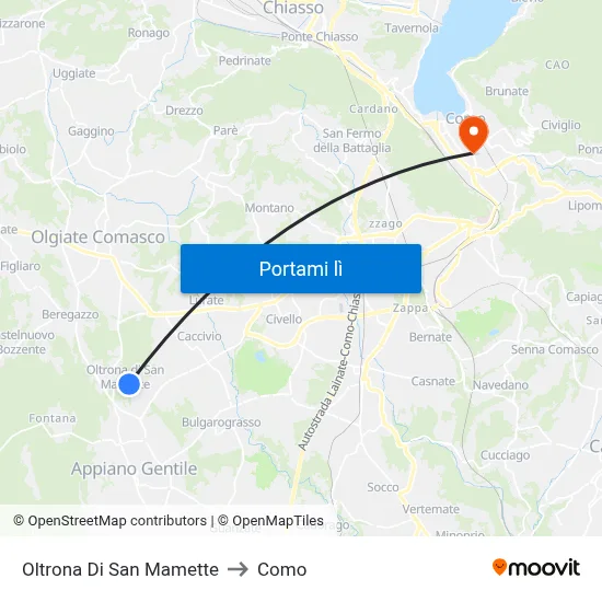 Oltrona Di San Mamette to Como map