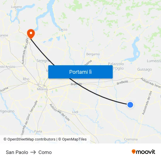 San Paolo to Como map